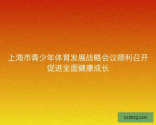 上海市青少年体育发展战略会议顺利召开促进全面健康成长