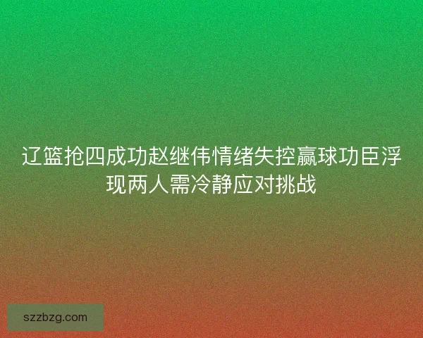 辽篮抢四成功赵继伟情绪失控赢球功臣浮现两人需冷静应对挑战